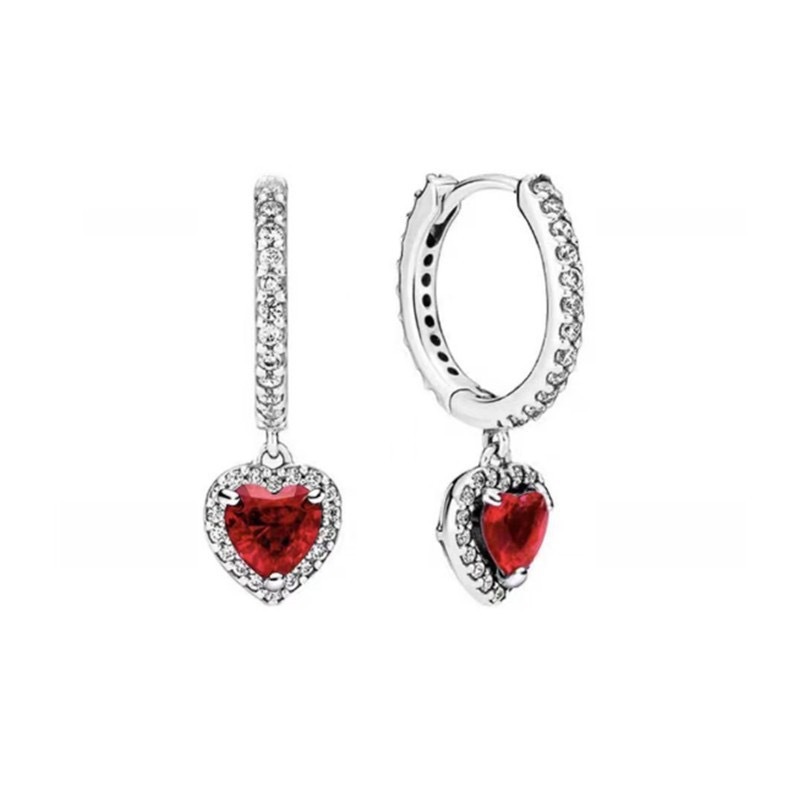 Series Of Red Pink And White Heart-shaped Stud Earrings