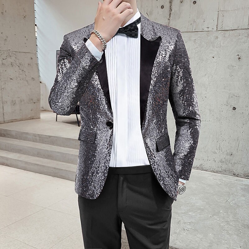 Fashionable Sequined Personalized Mens Suit Jacket - Image 5