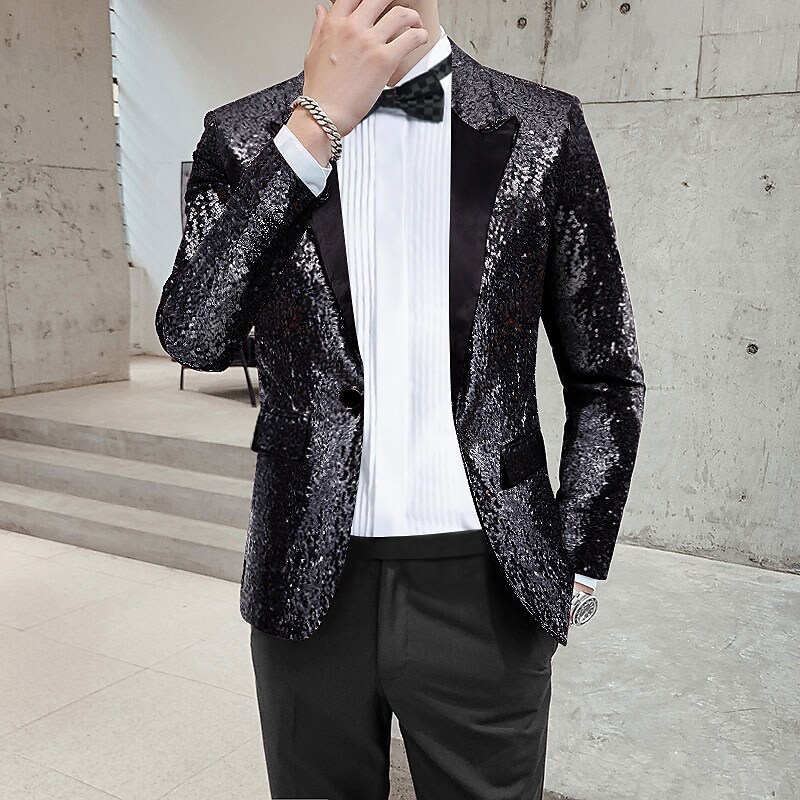 Fashionable Sequined Personalized Mens Suit Jacket - Image 8