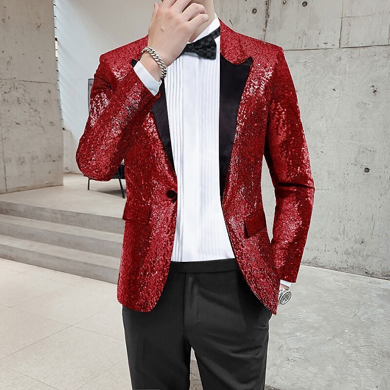 Fashionable Sequined Personalized Mens Suit Jacket - Image 9