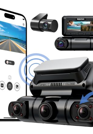 Hainatech 360 Degree View 4 Channel Dash Cam Front And Rear Inside Left Right, Dash Camera For Cars, Built-in GPS WiFi Night Vision, 24  7 Recording Parking Mode Monitor, Free 128G Card