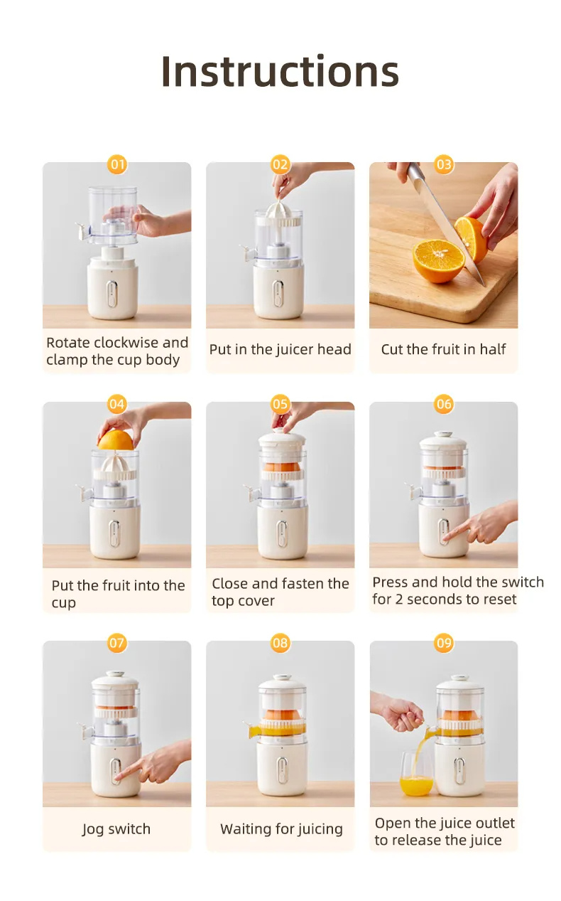 Multifunctional Wireless Electric Juicer Steel Orange Lemon Blender USB Portable Mini Fruit Squeezer Pressure Juicer Kitchen - Image 6
