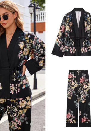 Casual Blazer And Elastic Waist Trousers Set