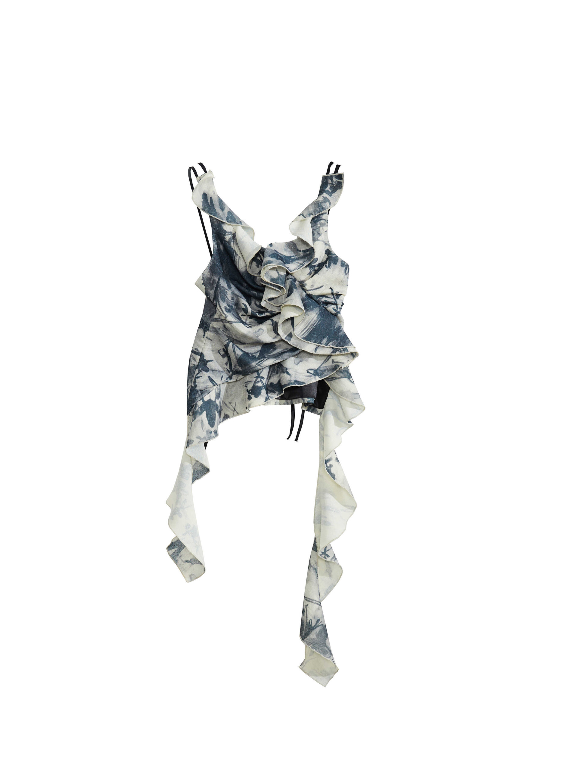 Printed Ruffled Square Collar Suspender Top - Image 6