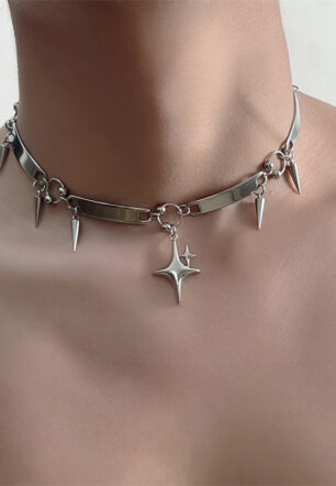 Orange Necklace Metal Punk-style Pendant Stars