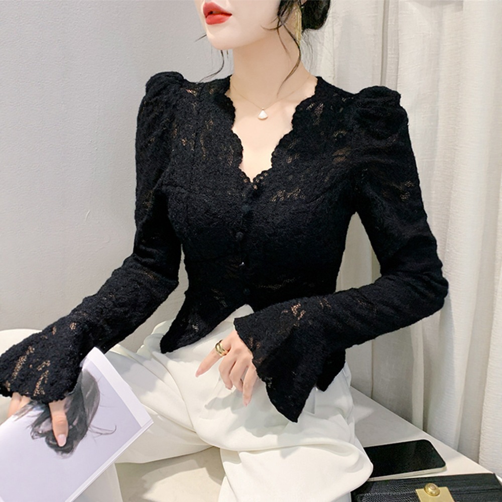 Long-sleeved Figure-flattering Slimming And Elegant Base Top - Image 3