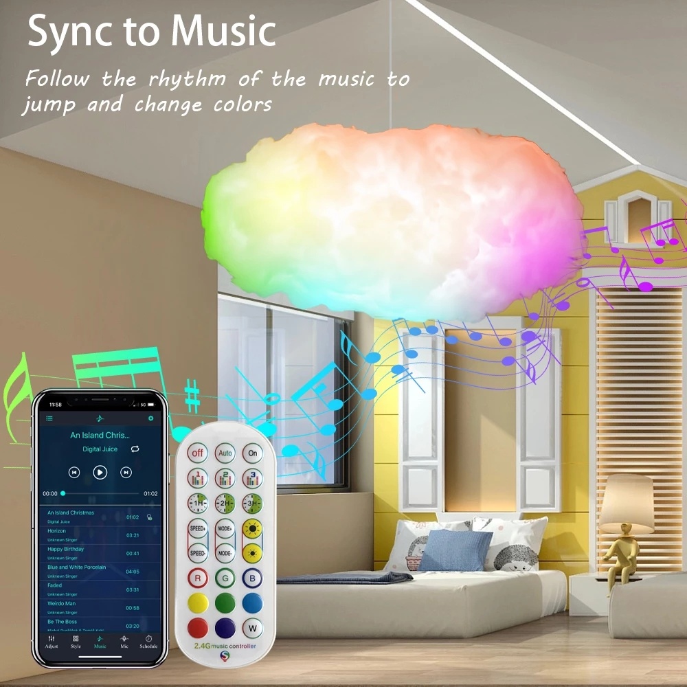 USB Cloud Light APP Control Music Synchronization 3D RGBIC Ambient Light Lightning Simulation Clouds Bedroom Room Light - Image 6