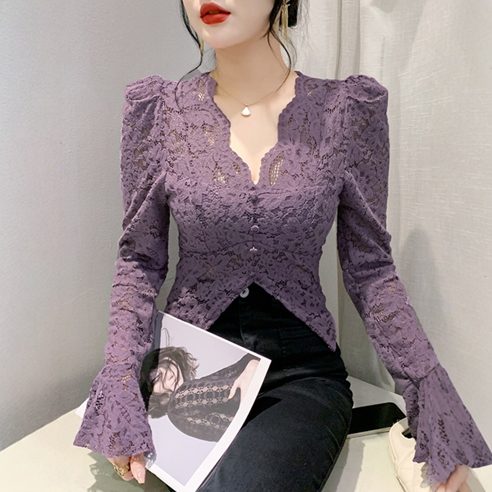Long-sleeved Figure-flattering Slimming And Elegant Base Top