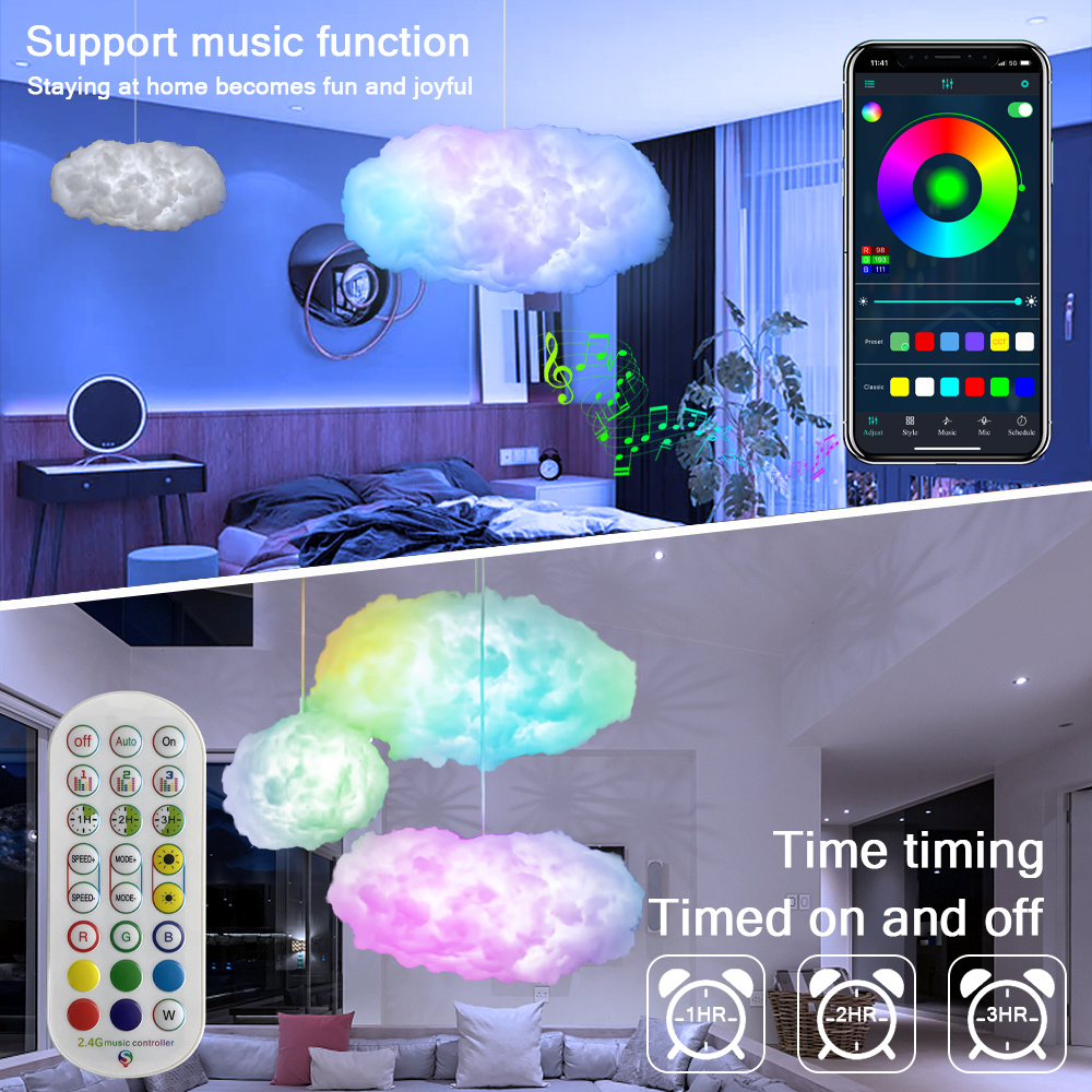 USB Cloud Light APP Control Music Synchronization 3D RGBIC Ambient Light Lightning Simulation Clouds Bedroom Room Light - Image 7