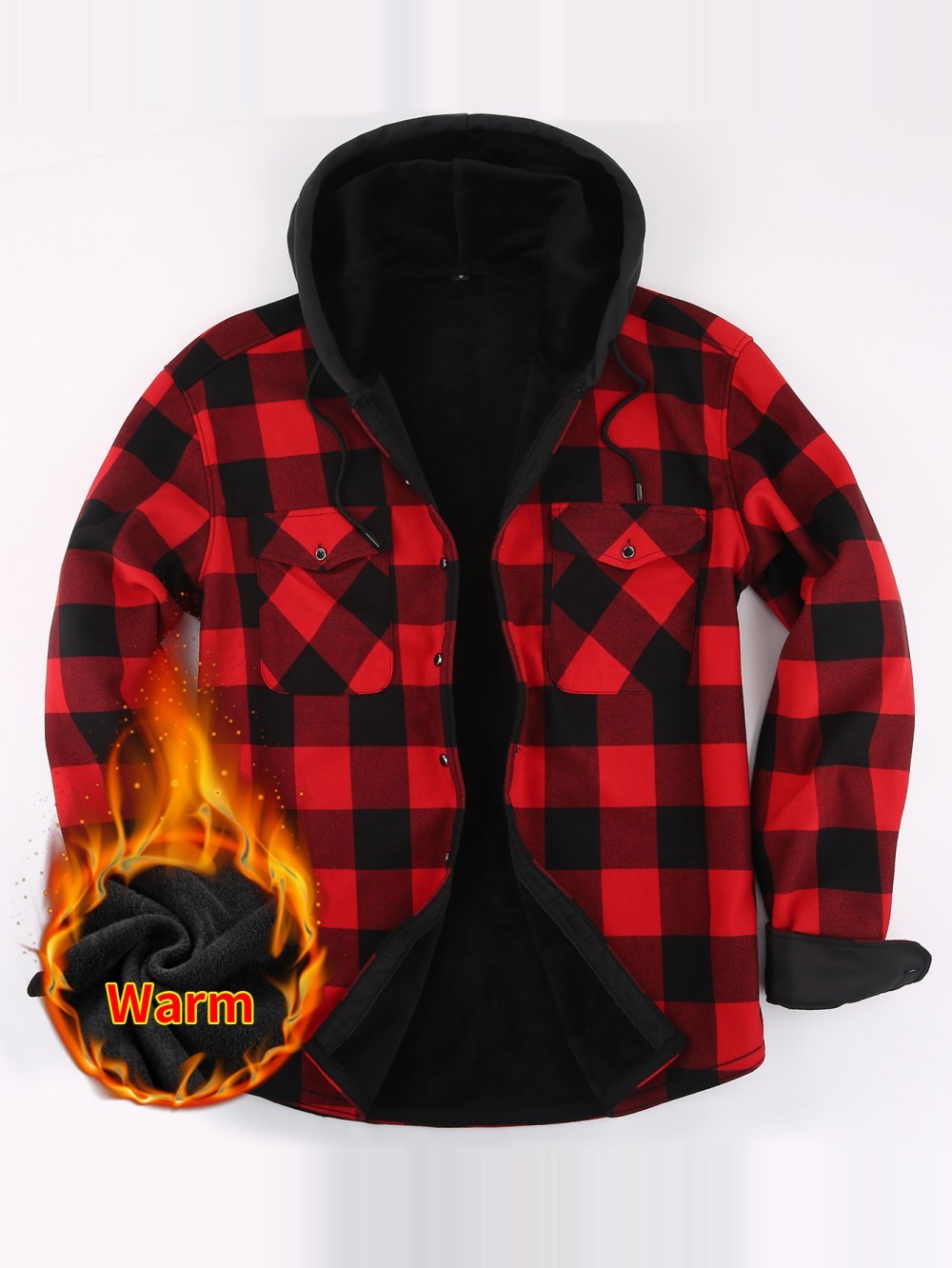JM319 Hooded Fleece Shirt Jacket - Image 4