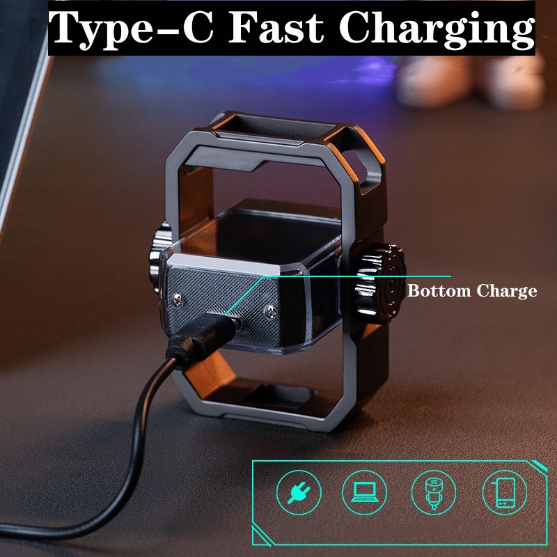 New Pulse Lighter Double Arc Outdoor Windproof Type-C Charging Electric Lighter Mechanical Alloy Rotary Gyroscope Decompression Tool - Image 3