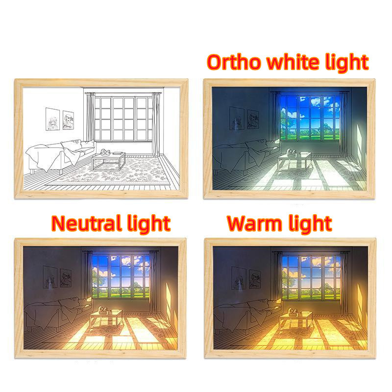 Illuminated Picture LED Decorative Light Painting Bedside Picture Style Creative Modern Simulate Sunshine Drawing Night Light Gift - Image 3