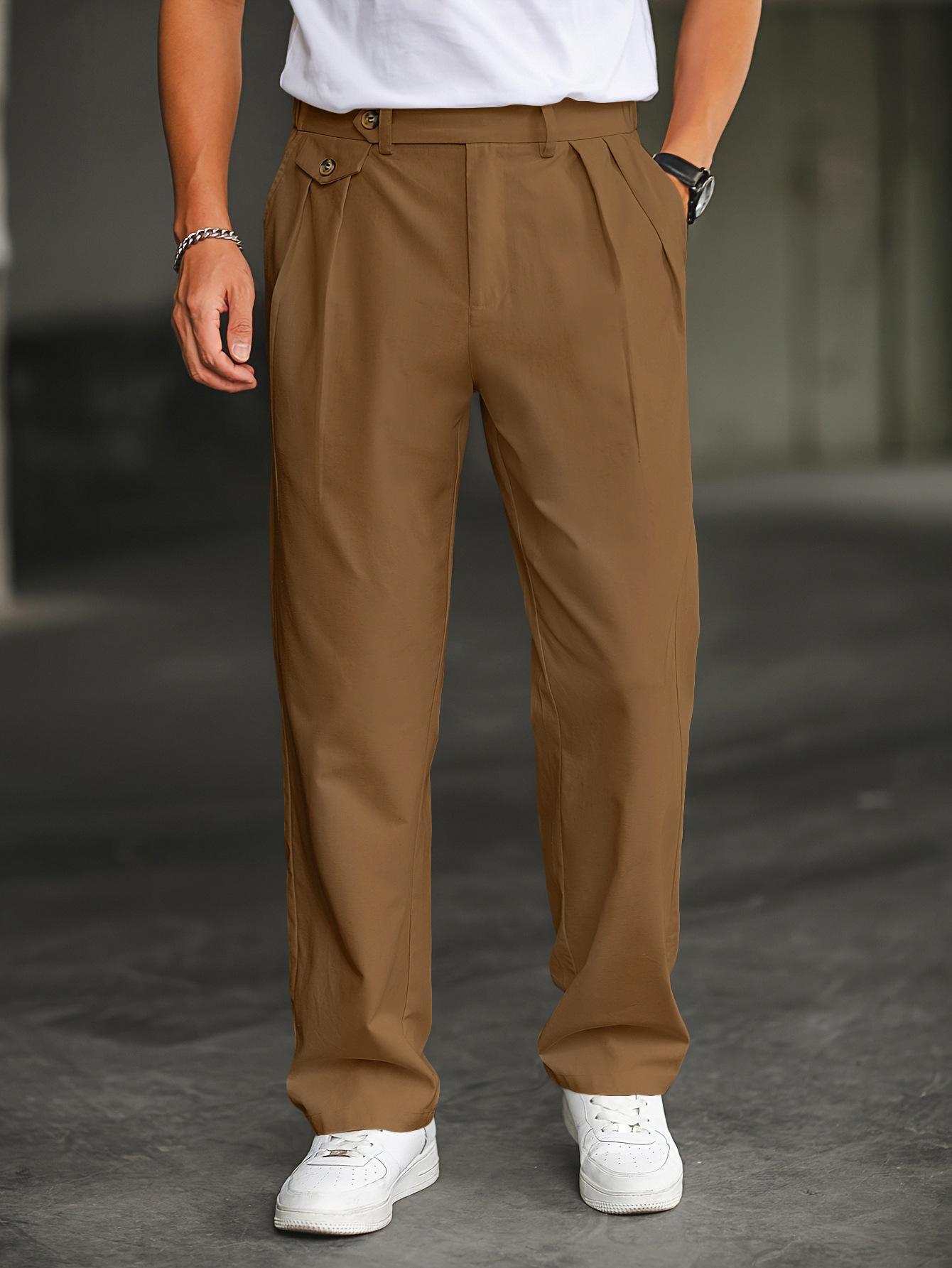 Linen-blend Relaxed-fit Straight-leg Casual Pants With Double Pleats - Image 11
