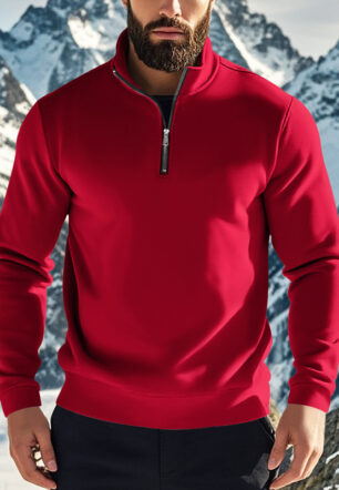 New Winter Mens Zip-up Fleece-lined Solid-color Jacket