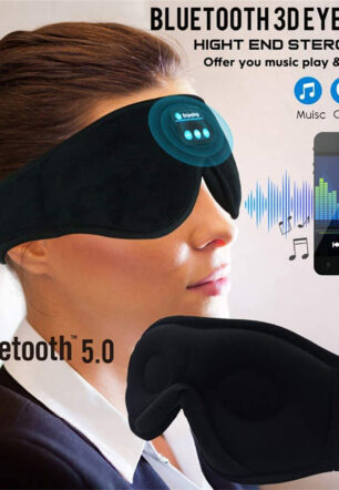 Wireless Bluetooth Stereo Music Eye Mask - Blackout Sleep Mask with Built-in Speakers for Side Sleepers Travel Relaxation