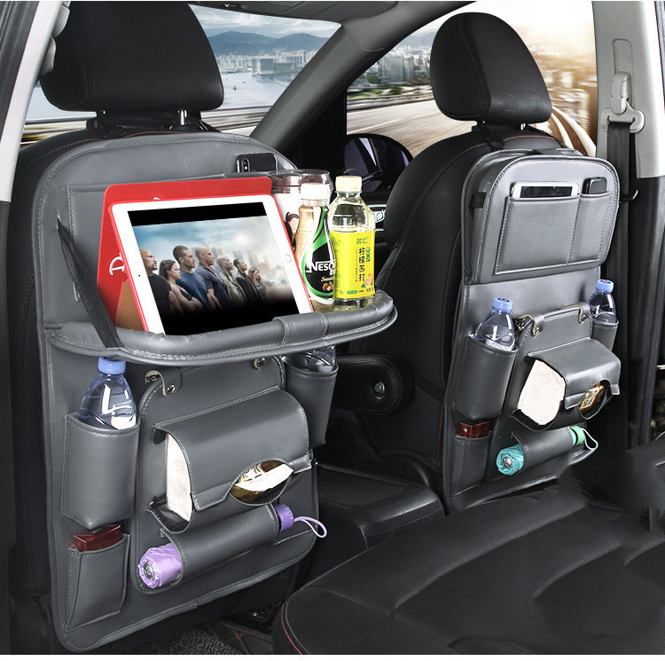 PU Leather Car Storage Bag Multifunction Seat Back Tray Hanging Bag Waterproof Car Organizer Automotive Interior Accessories - Image 10