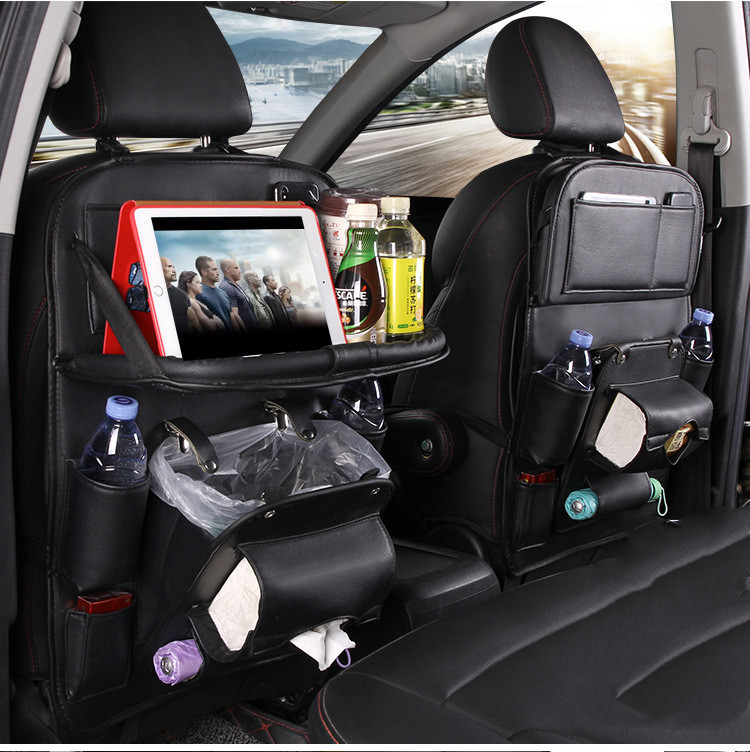 PU Leather Car Storage Bag Multifunction Seat Back Tray Hanging Bag Waterproof Car Organizer Automotive Interior Accessories - Image 6