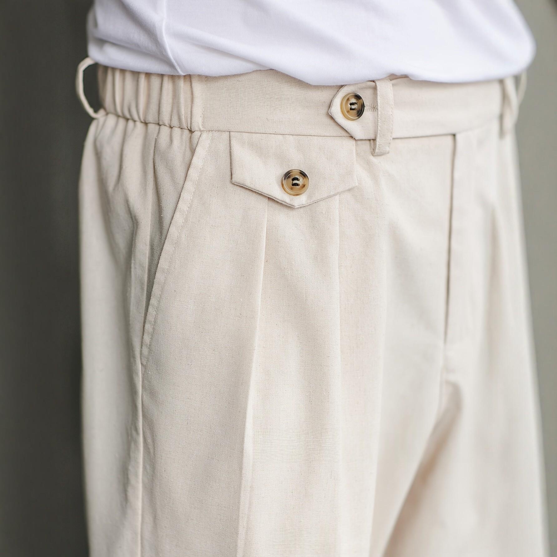 Linen-blend Relaxed-fit Straight-leg Casual Pants With Double Pleats - Image 10