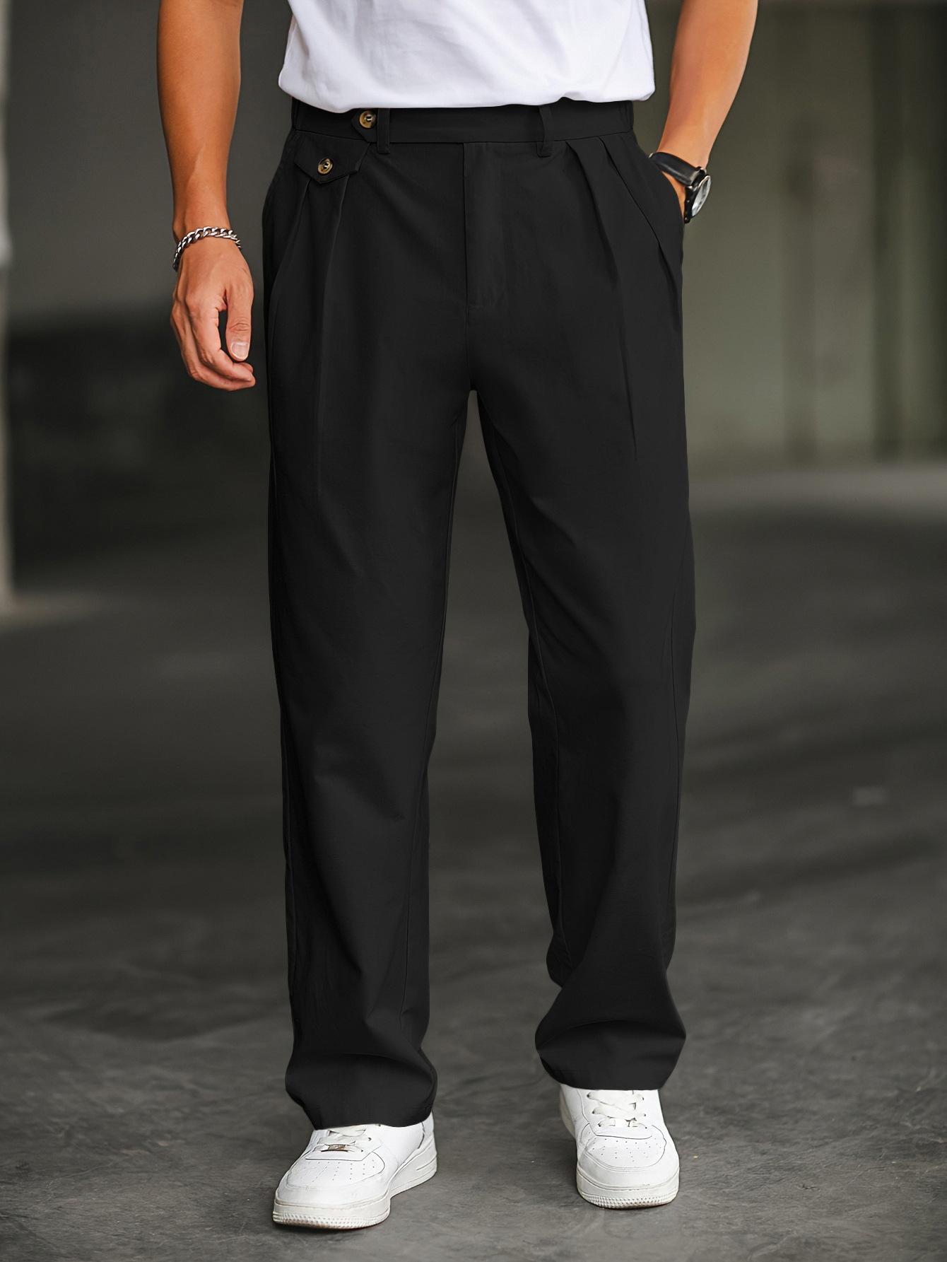Linen-blend Relaxed-fit Straight-leg Casual Pants With Double Pleats - Image 8