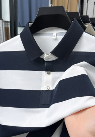 Mens Seamless Striped Cool-Feel Short-Sleeve T-Shirt