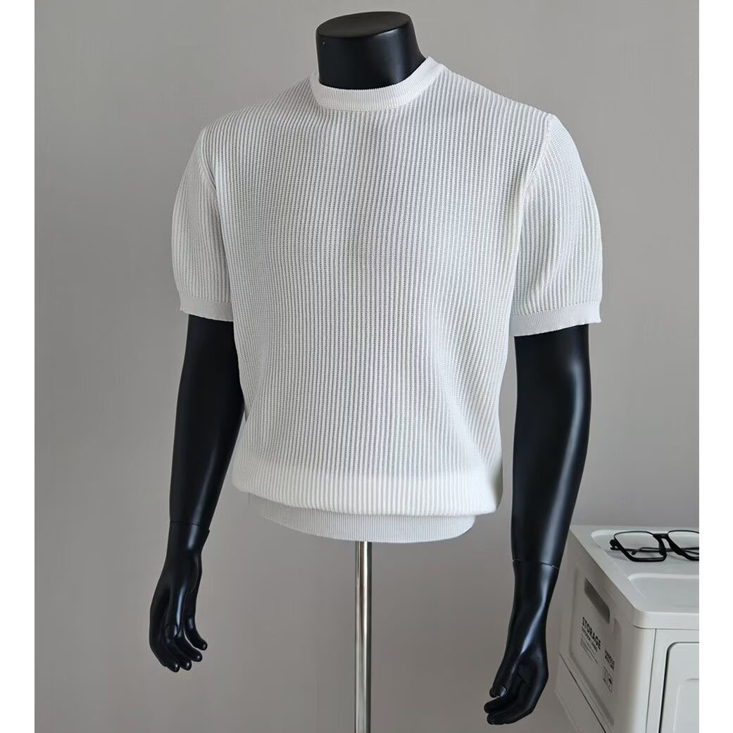 Men's Half-Neck Anti-Stripe Ice-Silk Short-Sleeve T-Shirt For Summer - Image 7