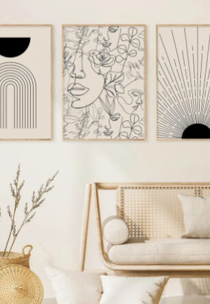 Boho Canvas Abstract Lines Home Decor