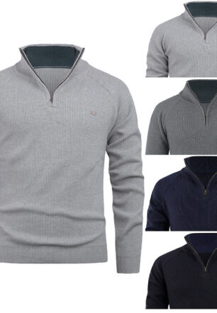 Autumn And Winter Men's Vertical Rib-Knit Sweater