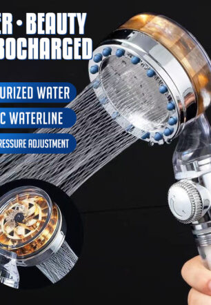 Pressurized Nozzle Turbo Shower Head One-Key Stop Water Saving High Pressure Shower Head Magic Water Line Bathroom Accessor