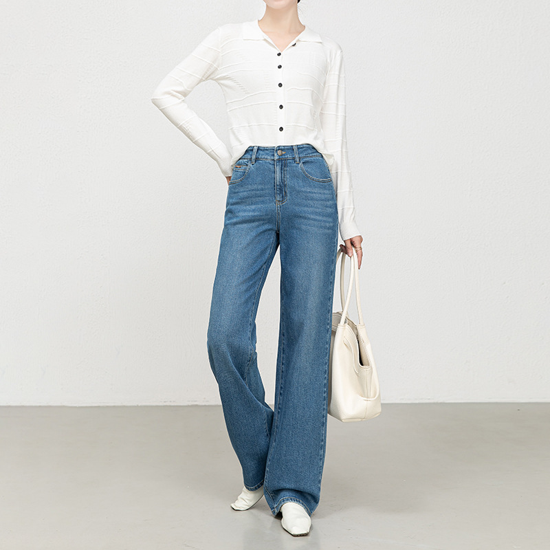 Women's Casual Denim Wide-leg Floor-length Pants - Image 6