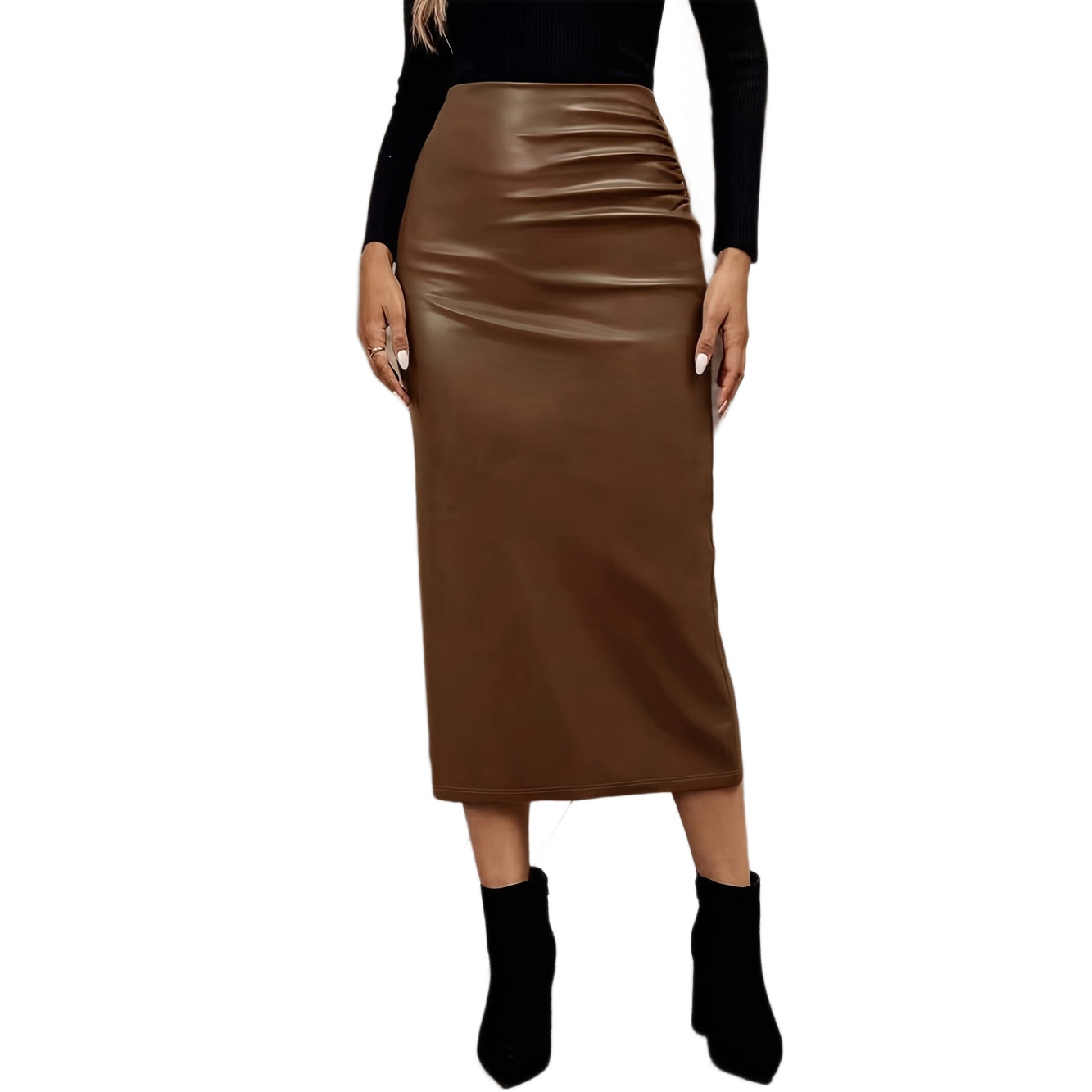 Retro Slit Versatile Bodycon Skirt For Women - Image 4