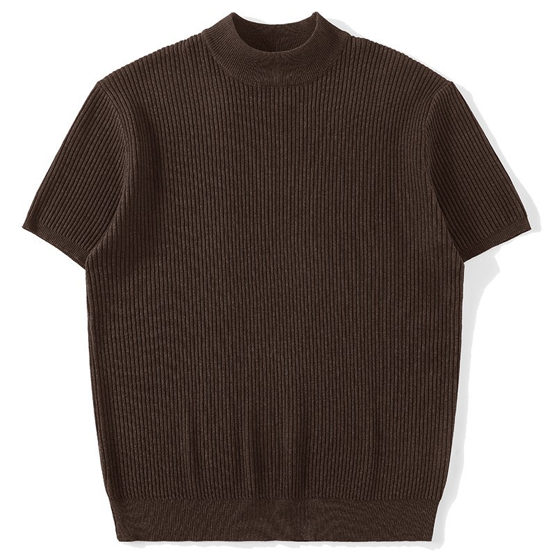 Men's Half-Neck Anti-Stripe Ice-Silk Short-Sleeve T-Shirt For Summer - Image 11