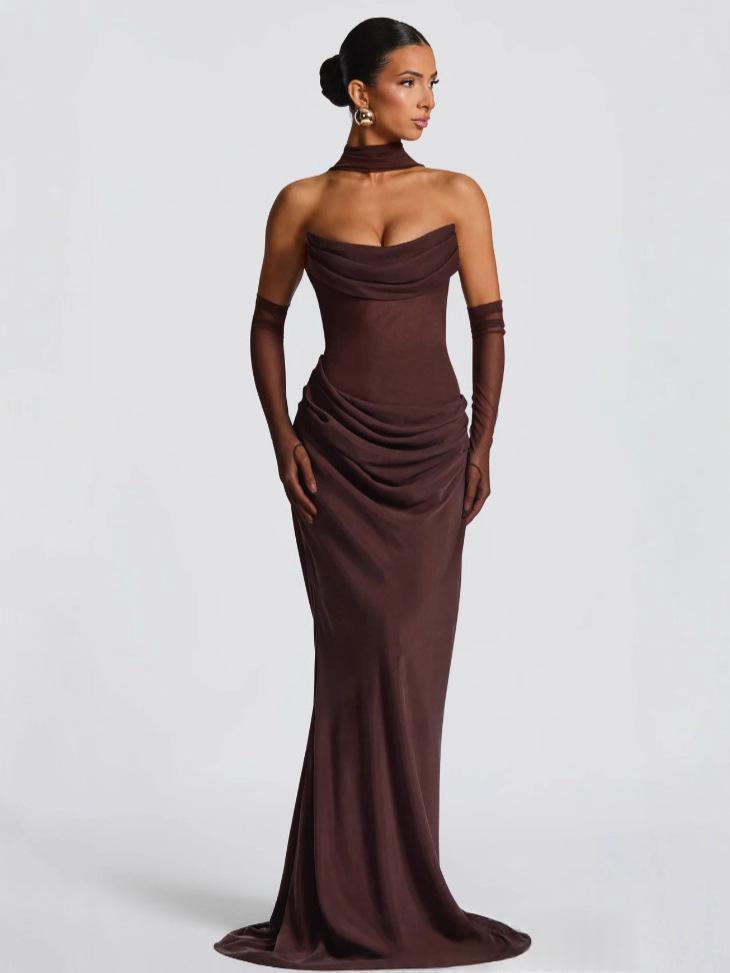Mesh-embellished Strapless Maxi Dress - Image 9
