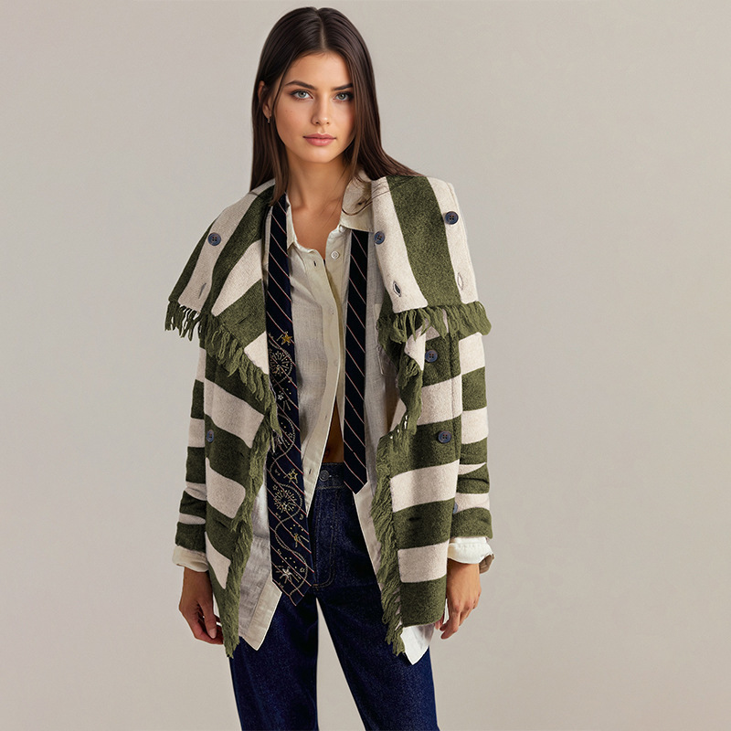 Turtleneck Tassel Cardigan Knit Coat Womens Wear - Image 3