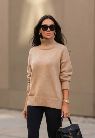Turtleneck Knit Loose-fitting Casual Sweater