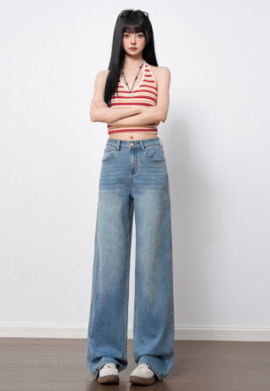 Women's High-waisted Stretchy Straight-leg Jeans