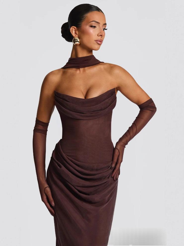 Mesh-embellished Strapless Maxi Dress - Image 5