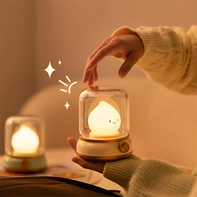 Retro Small Night Lamp Bedroom Mini Desktop LED Cute Night Lamp Creative USB Rechargeable Portable Cartoon Table Lamp For Coffee Bar Hotel Bedroom Home Decor - Image 6