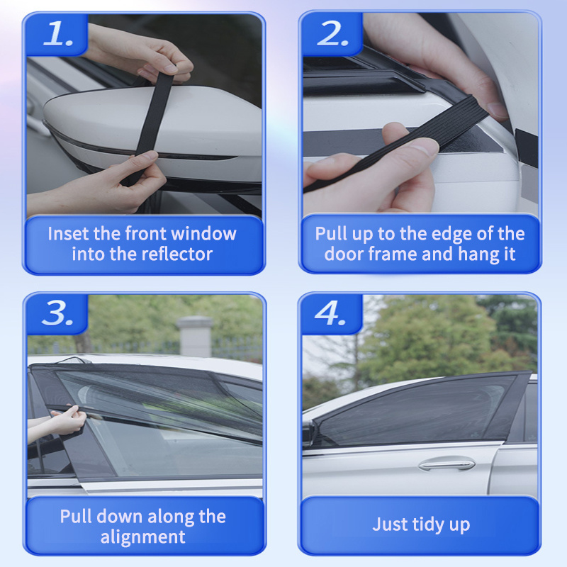 Car Front&Rear Side Curtain Sun Visor Shade Mesh Cover Insulation Anti-mosquito Fabric Shield UV Protector Car Accessories Car Side Window Sunshades Window Screen Door Covers UV Protector - Image 5