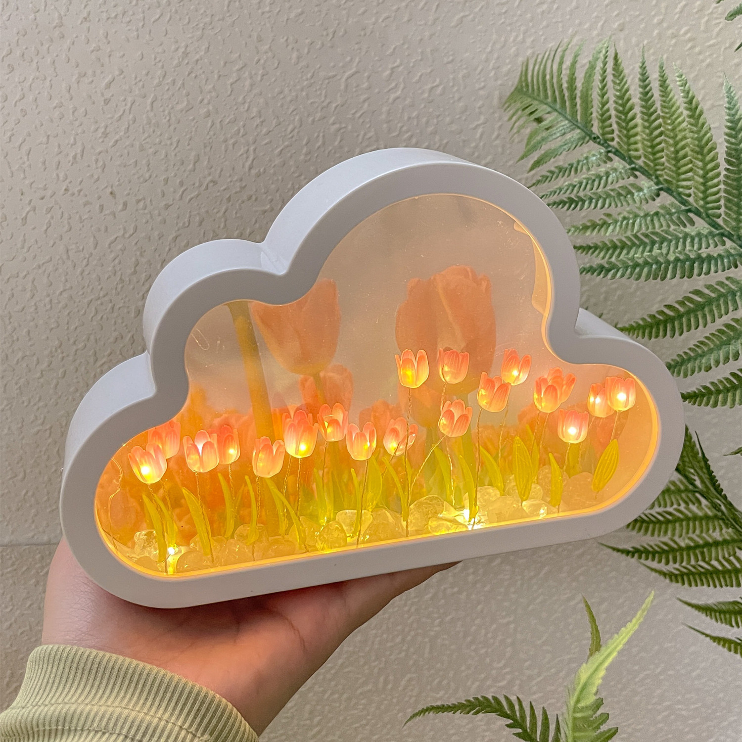 Tulip Night Lamp DIY Material Cloud Tulips Night Lamp Decorative Mirrors Photo Frame LED Table Lights Korean Creative Desk Bedroom Handmade Birthday Gifts - Image 9