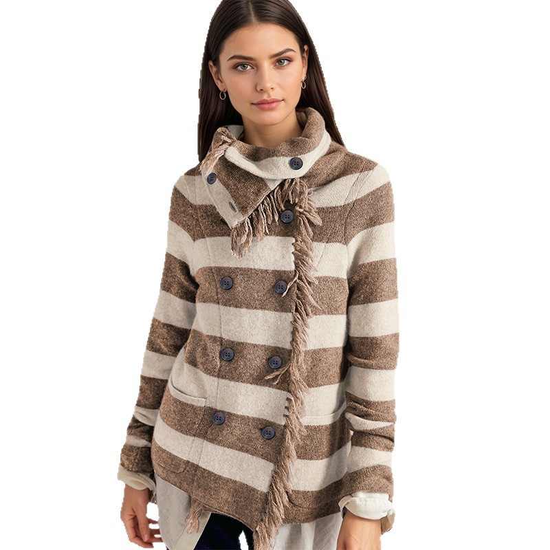Turtleneck Tassel Cardigan Knit Coat Womens Wear - Image 8