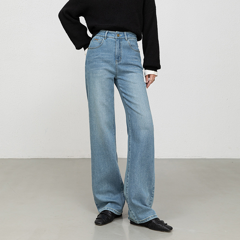 Women's Casual Denim Wide-leg Floor-length Pants - Image 3