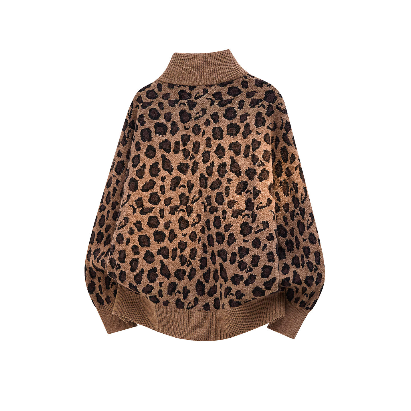 Retro Leopard-Print Knitted Cardigan For Men New Arrival Lazy Style Sweater - Image 4