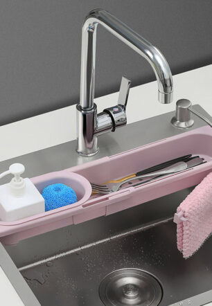 Telescopic Sink Rack Soap Sponge Holder Kitchen Sinks Organizer Adjustable Sinks Drainer Rack Storage Basket Kitchen Accessories