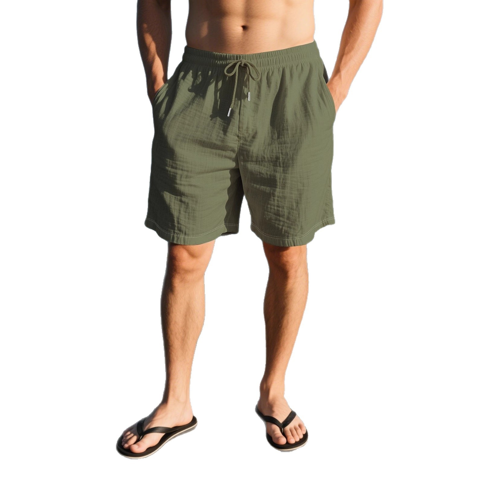 Mens Breathable Linen Casual Beach Shorts - Image 5