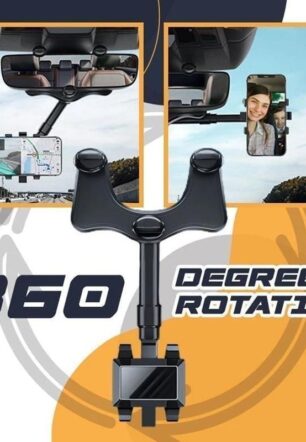 Rearview Mirror Phone Holder For Car Rotatable And Retractable Car Phone Holder Multifunctional 360 Rear View Mirror Phone Holder Suitable For All Mobile Phones And All Car