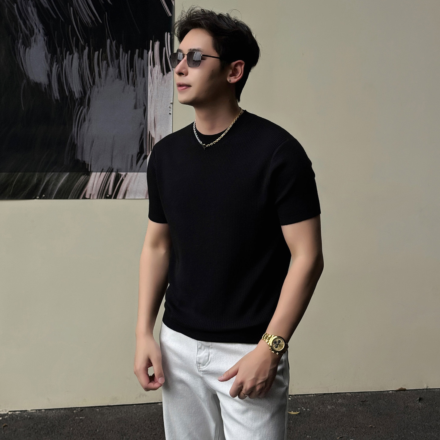 Men's Half-Neck Anti-Stripe Ice-Silk Short-Sleeve T-Shirt For Summer - Image 9