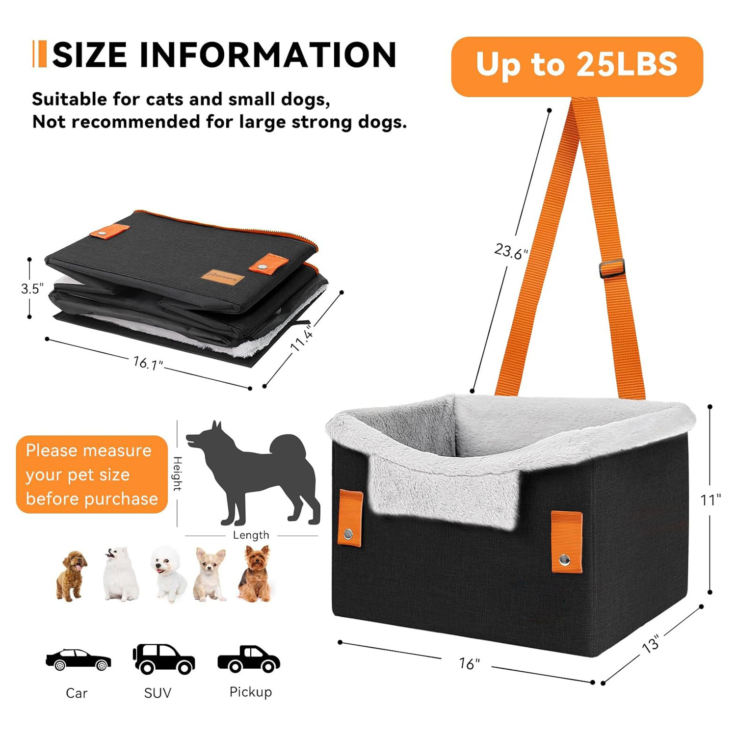 Portable Small Dog Car Seat Dog Booster Seat For Car With Clip-On Safety Leash Perfect For Small Pets Pet Products - Image 5