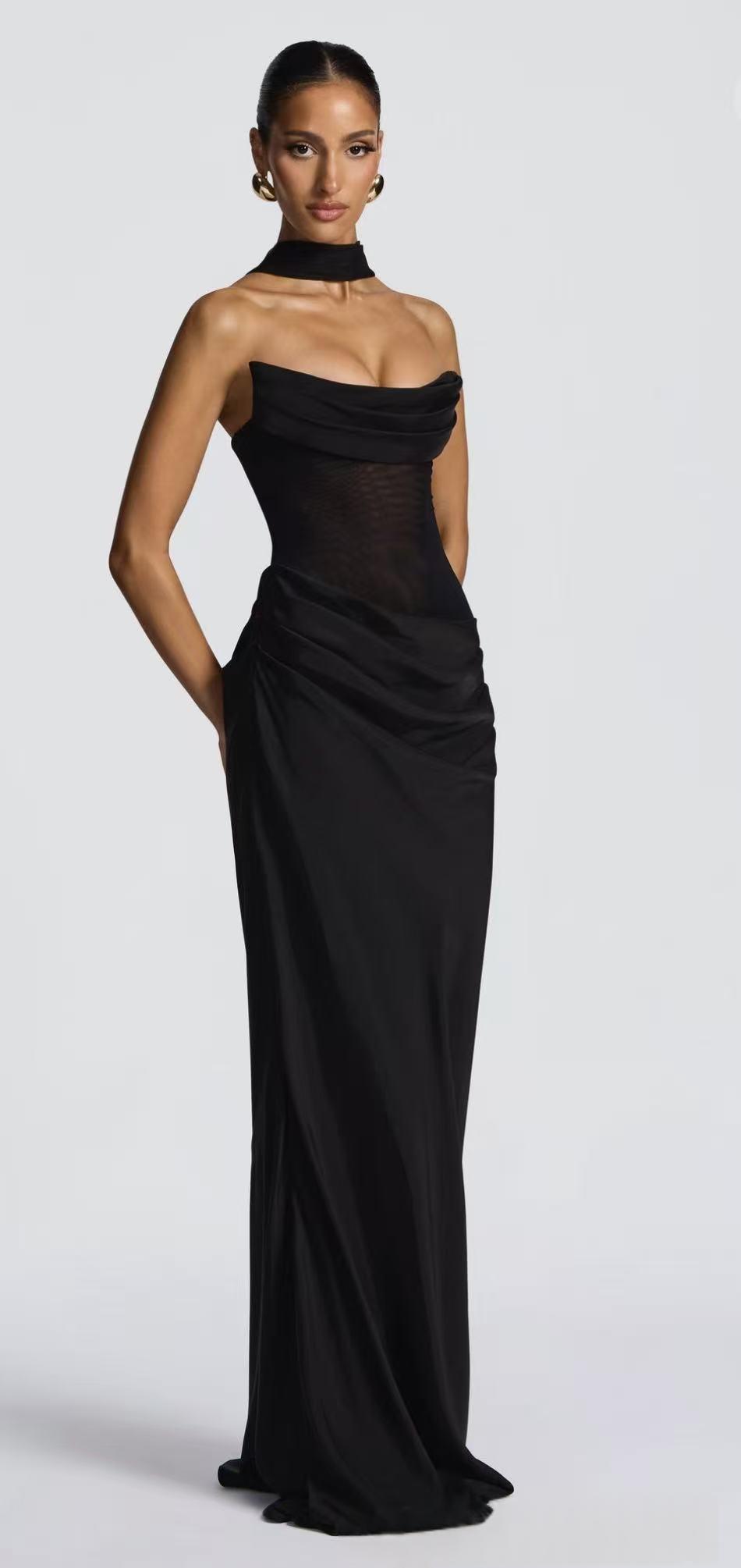Mesh-embellished Strapless Maxi Dress - Image 4