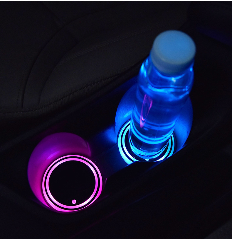 Colorful Cup Holder LED Light-up Coaster Solar & USB Charging Non-slip Coaster Ambient Light For Car Automatically - Image 5