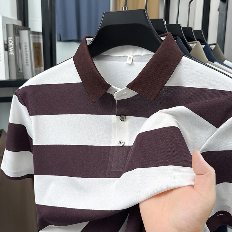 Mens Seamless Striped Cool-Feel Short-Sleeve T-Shirt - Image 5